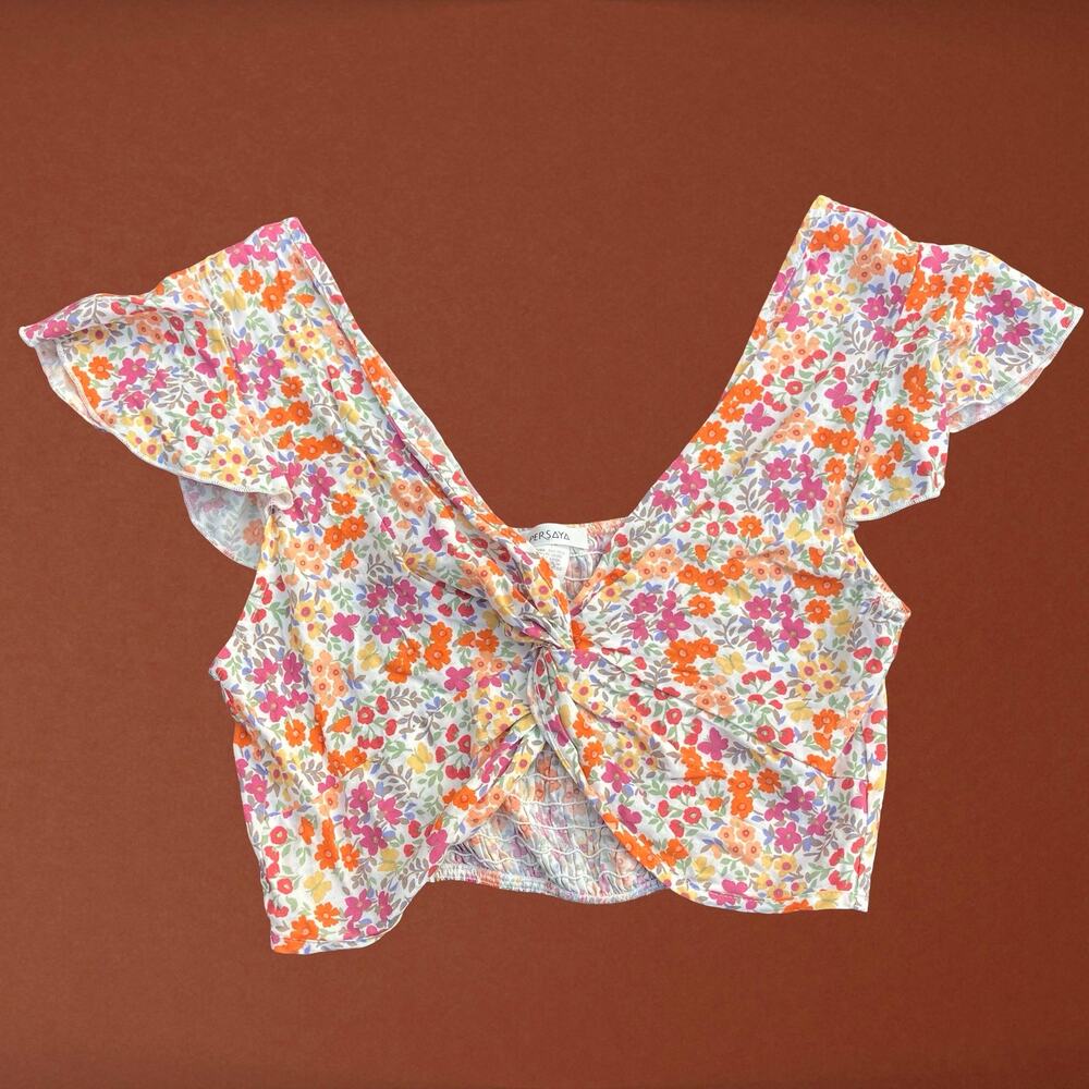 Y2K floral flutter sleeve crop top, coquette cottagecore whimsical fairy boho